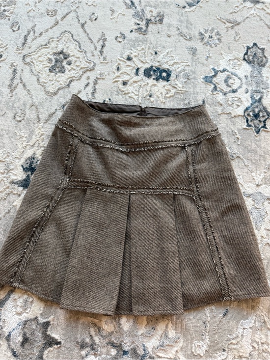 Camaieu Dresses & Skirts - Womens Pleated Wool Tweed Skirt - Brown